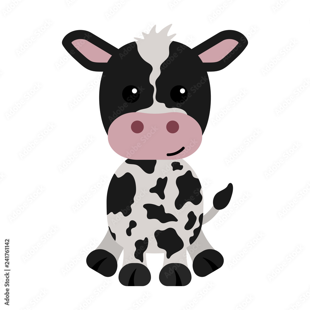 Black and White Calf - Cartoon black and white calf or baby cow