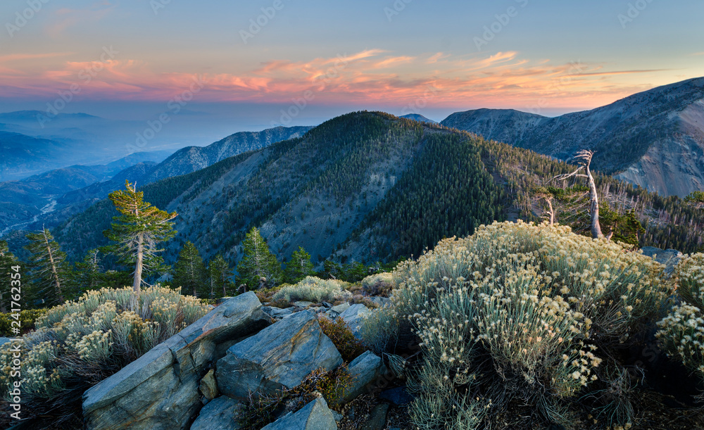 Pine Mountain at sunset in Angeles National Forest, California