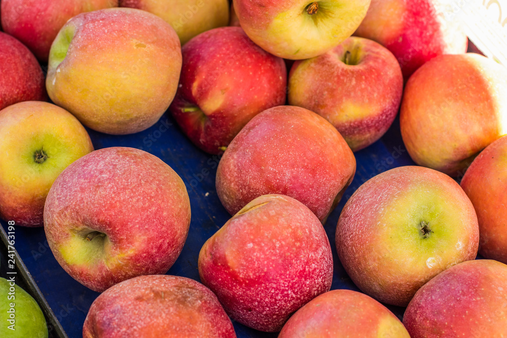 red apple variety food fruits on market counter red apple variety food fruits on market counter
