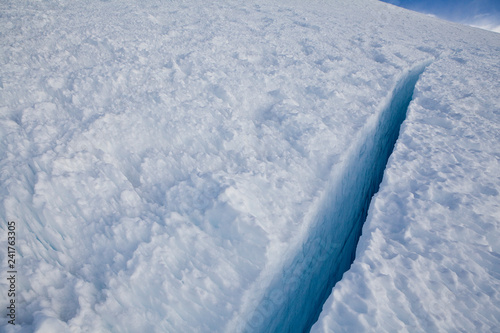 Detail of a crevasse or break in the glacial ice, Mt. Rainier, Rainier National Park, Washington. photo