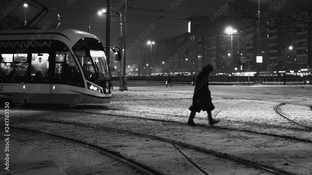 woman and tram