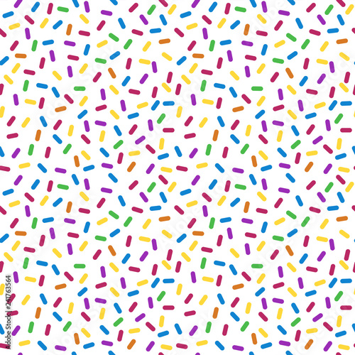 Sprinkles Seamless Pattern - Rainbow sprinkles on white background