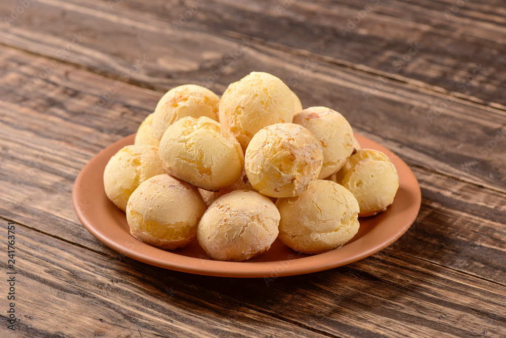 Cheese bread ball on plate Cheese bread ball on plate