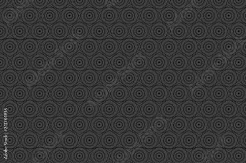 Dark gray stylish digital geometric background with different shapes. 