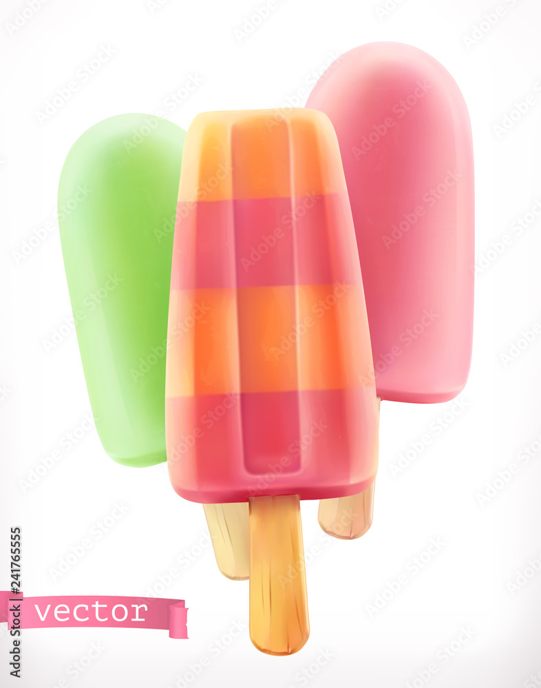 Fruit ice cream. 3d realistic vector icon Fruit ice cream. 3d realistic vector icon