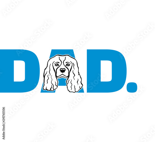 Cavalier King Charles dad in blue