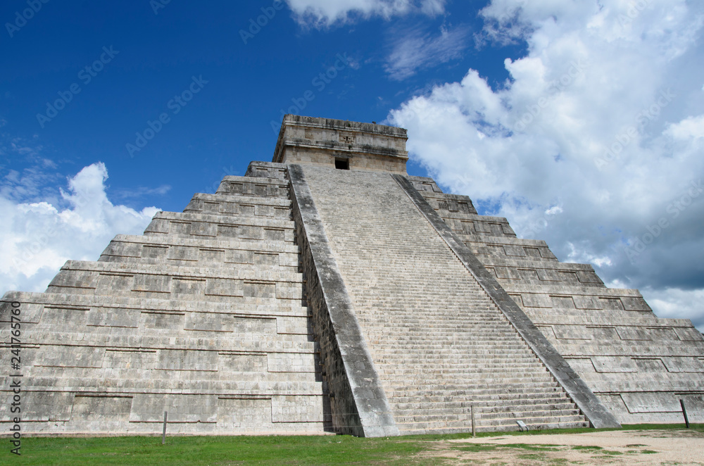 The Pyramid of Kukulkan at Chichen Itza in Mexico, one of the New Seven Wonders of the World.
