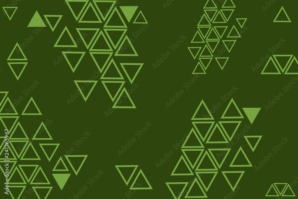 Green stylish digital geometric background with different shapes.