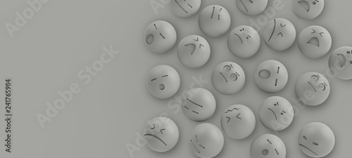 Obraz na płótnie Unglückliche Smileys in Grau