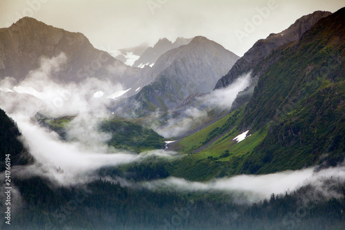 Resurrection Bay, Alaska: Scenic views of the mountains as seen from a cruise ship. photo