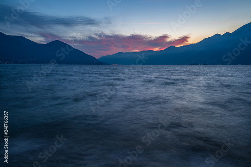 Lake maggiore in evening toward Ascona city