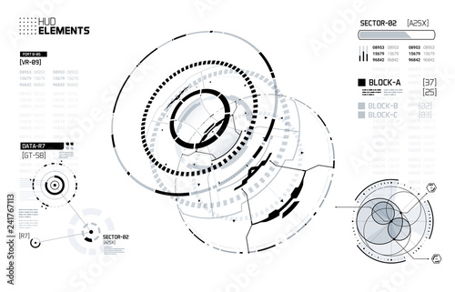 Wallpaper Mural 3D Futuristic HUD Technology Elements Design. Big Data, Virtual Reality, Artificial Intelligence, Hologram Screen, Science Fiction, Security System. Vector EPS 10 Illustration Torontodigital.ca