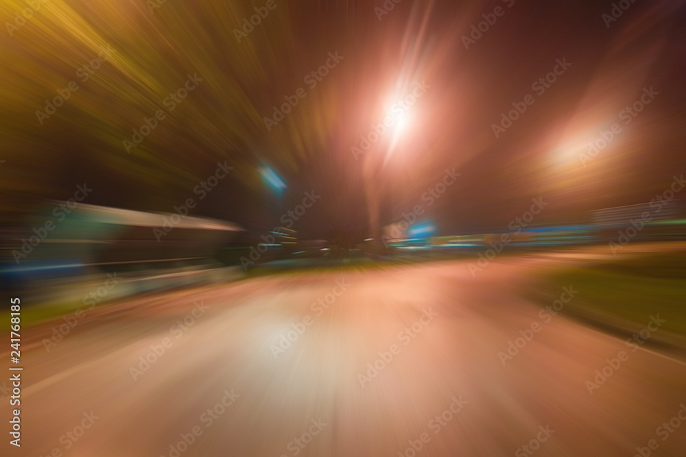 Night traffic with futuristic motion blur & zoom effects.