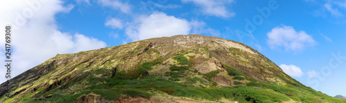 Kualoa mountain range panoramic view, famous filming location on Oahu island, Hawaii © yooranpark
