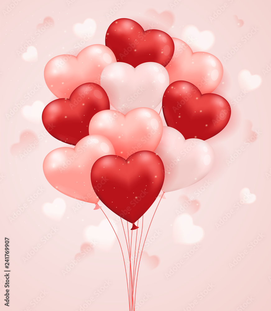 Set of heart shaped balloons.