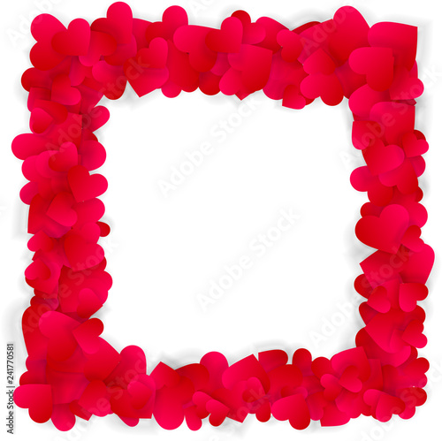 Fototapeta Naklejka Na Ścianę i Meble -  Red hearts square frame isolated on white