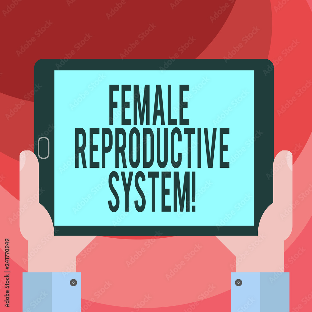 Text sign showing Female Reproductive System. Conceptual photo responsible in reproduction of new offspring Hu analysis Hand Holding Blank Screen Tablet Smartphone Display Unit photo Text sign showing Female Reproductive System. Conceptual photo responsible in reproduction of new offspring Hu analysis Hand Holding Blank Screen Tablet Smartphone Display Unit photo
