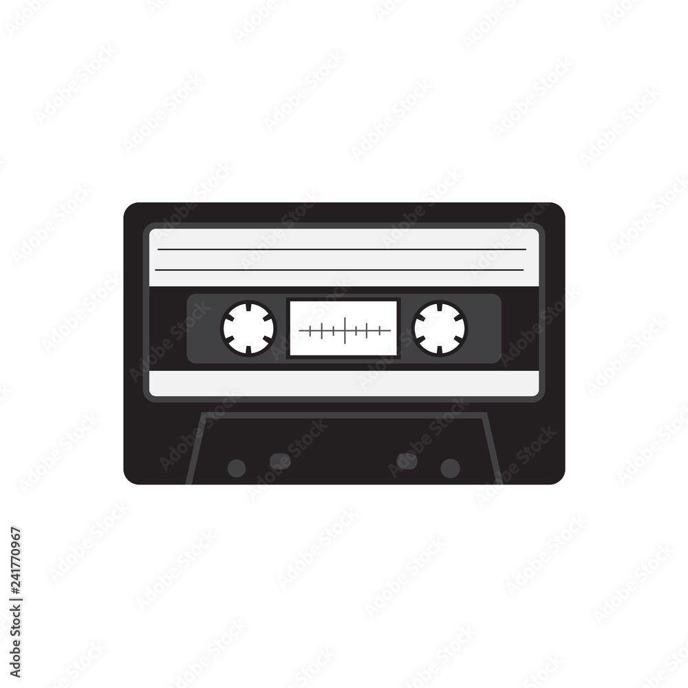 Cassette tape black icon vector design illustration