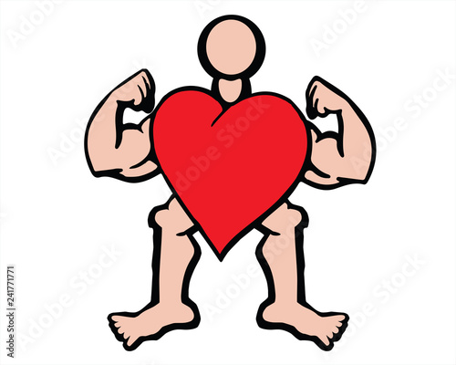 People-Strong Heart Muscles Colored Drawing