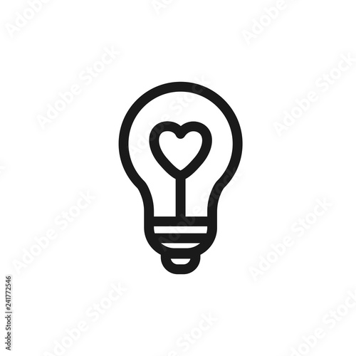 Heart icon, passion symbol. Heart shape in a light bulb. Abstract icon