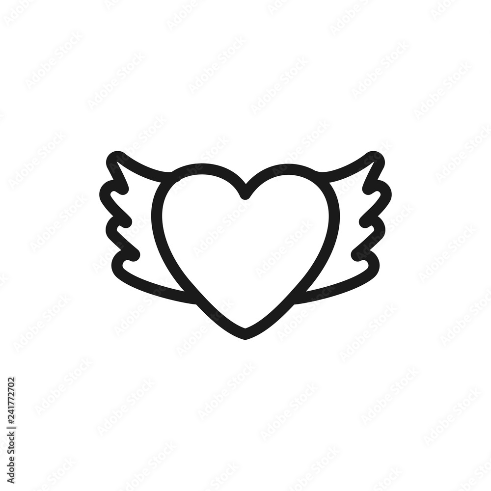 Heart with wings icon isolated on white background. Heart with wings vector logo. Flat design style. Modern vector pictogram for web graphics - stock vector Heart with wings icon isolated on white background. Heart with wings vector logo. Flat design style. Modern vector pictogram for web graphics - stock vector