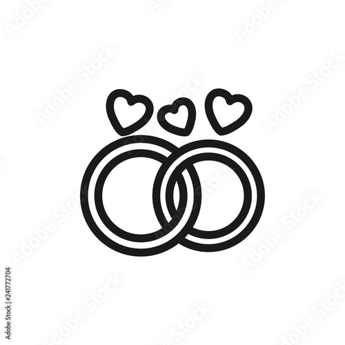 Marriage rings couple with a heart icon vector illustration eps10 on white background
