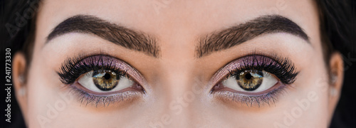 Perfect green eye with makeup. Living coral
