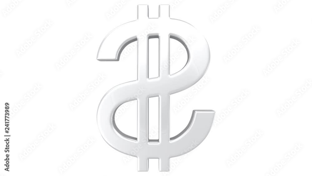 Rotating Silver Dollar Sign 3D Animation in Alpha Rotating Silver Dollar Sign 3D Animation in Alpha