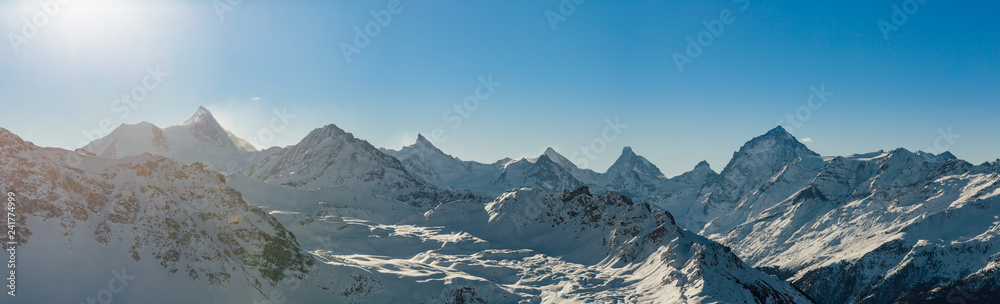 Swiss alps peaks in winter