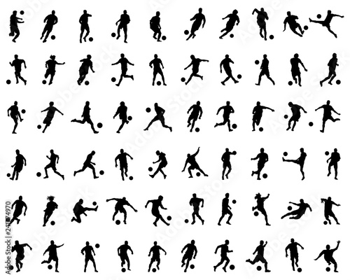 Black silhouettes of football players on a white background