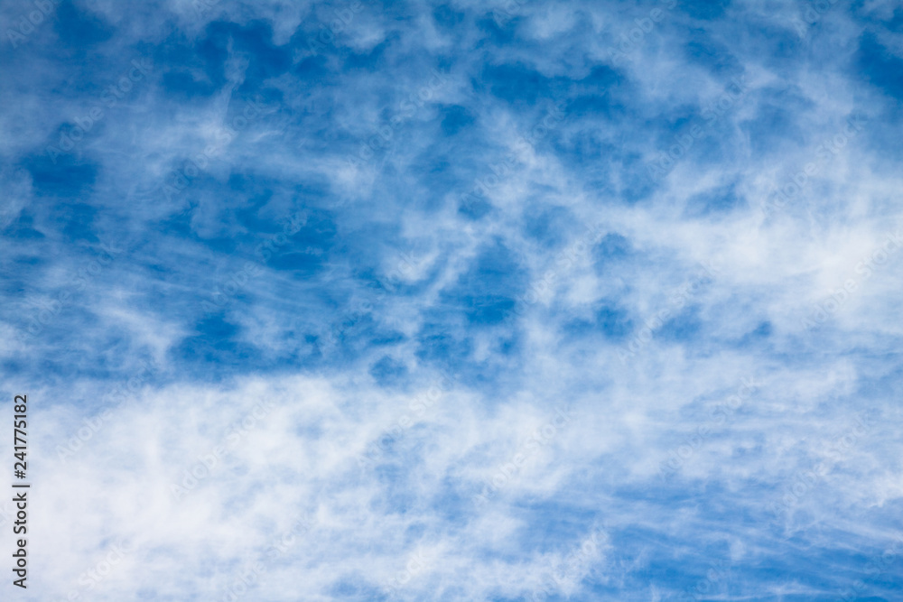 Background of cirrus clouds on a blue sky