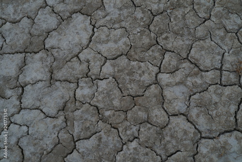 cracked ground in the desert in winter