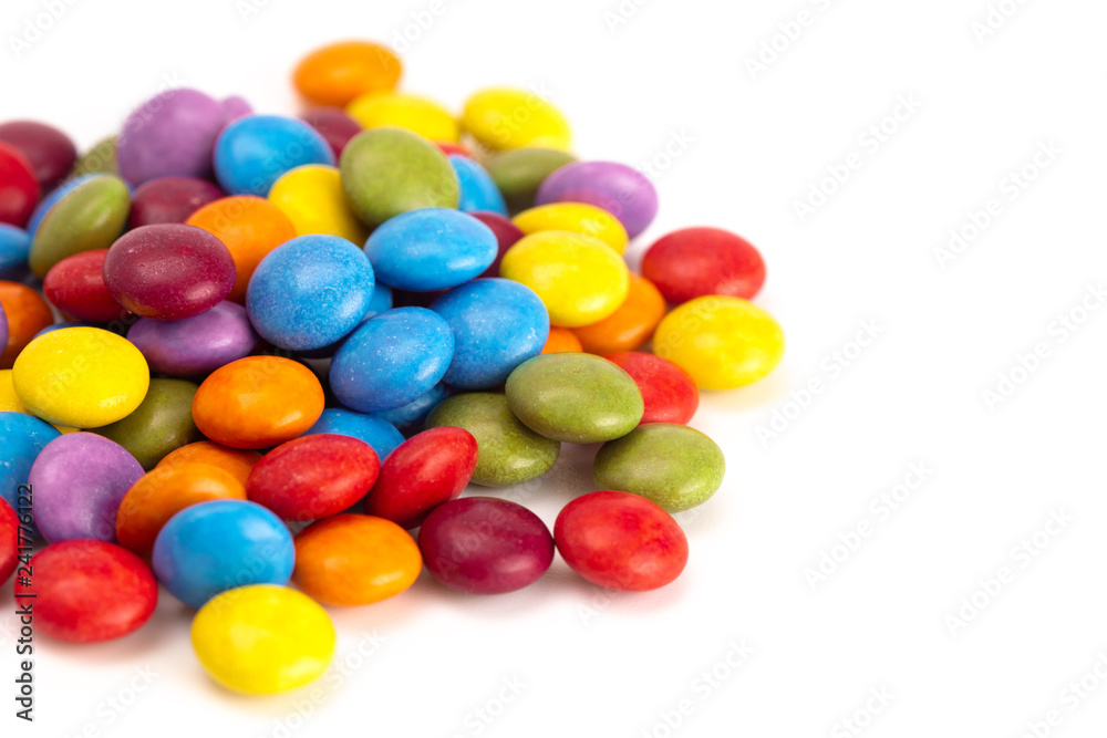 Candy Coated Chocolates on a White Background Candy Coated Chocolates on a White Background