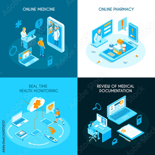 Online Medicine Isometric Concept