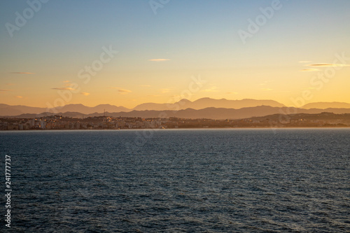 Sunrise on the Albanian coast, port of Durres