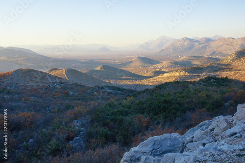 Autumn day in the mountains. Dinaric Alps, Bosnia and Herzegovina, Republika Srpska