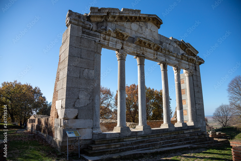 Apollonia Archaeological Park, Fier Prefecture, Albania - december 28 2018: Monument of Agonothetes in Apollonia (Illyria)