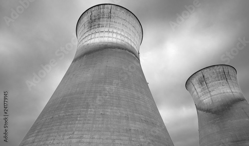 Redundant cooling towers at Willington power station, Derbyshire, UK photo