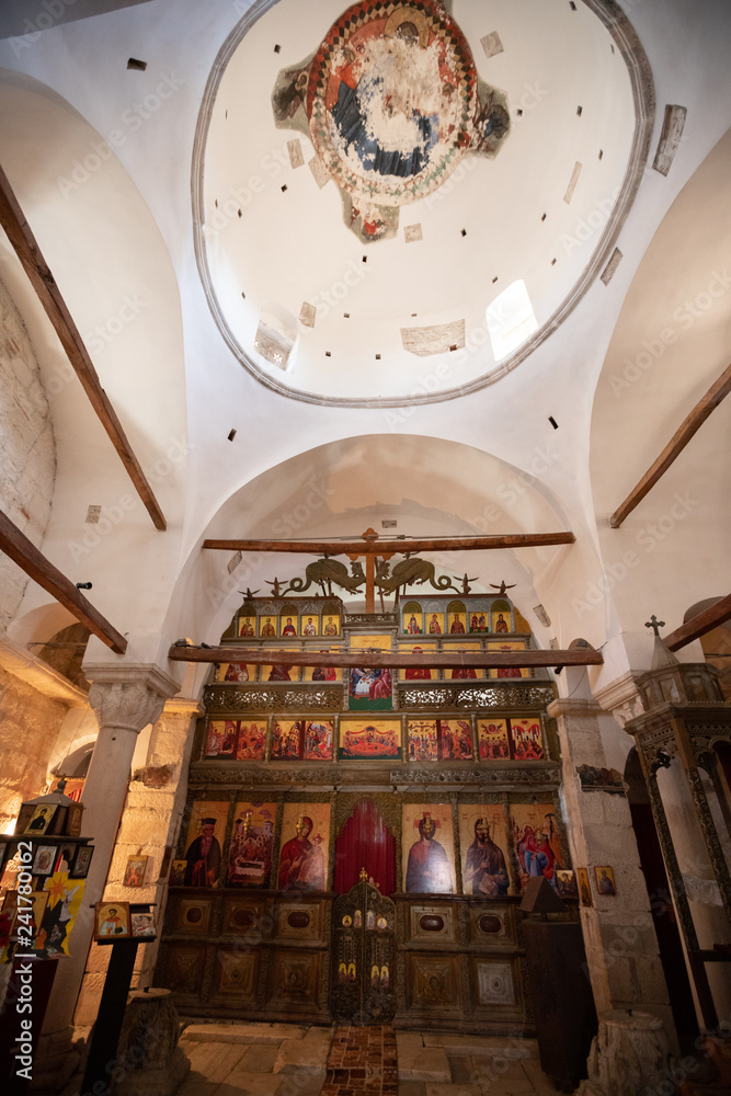 Obraz premium Apollonia Archaeological Park, Fier Prefecture, Albania - december 28 2018: Ortodox church of Saint Mary in Apollonia
