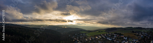 sunset in the mountains - banner of the ore mountains, hartenstein, saxony