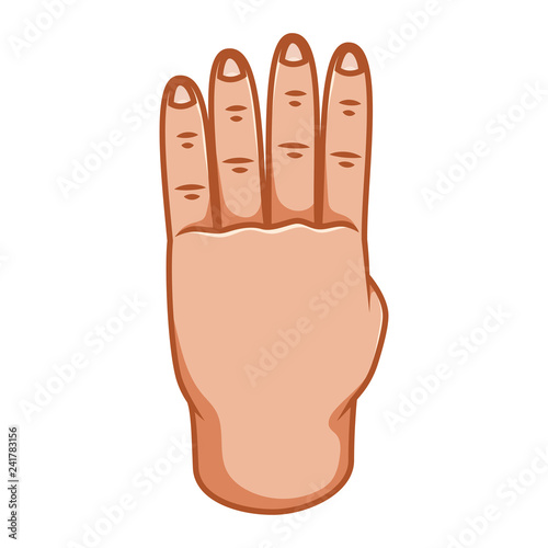 Hand gestures, great design for any purposes. Four number. Gesture line icon. Hand gestures illustration. Human vector gestures. White background.