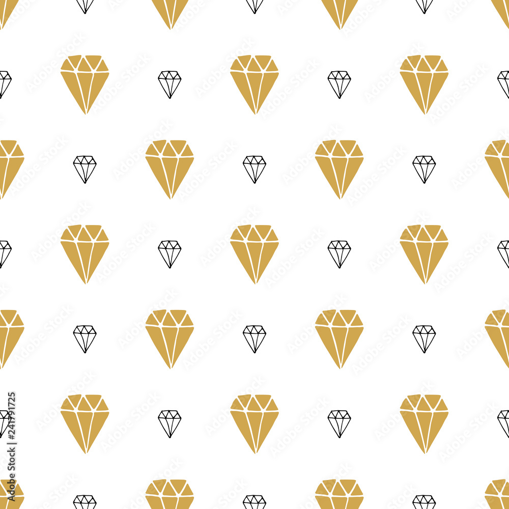 Diamond seamless pattern vector illustration. Hand drawn sketched doodle diamond symbols background Diamond seamless pattern vector illustration. Hand drawn sketched doodle diamond symbols background
