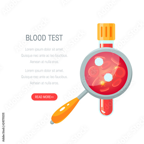Blood test concept, vector design in flat style
