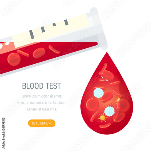 Blood test concept, vector design in flat style