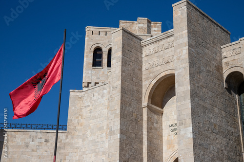 Kruje, Albania - January 1 2018: The Skanderbeg Museum in Kruja, Albania. The building of George Castriot ( Skanderbeg ) - national albanian hero. Kruje Castle and fortres photo