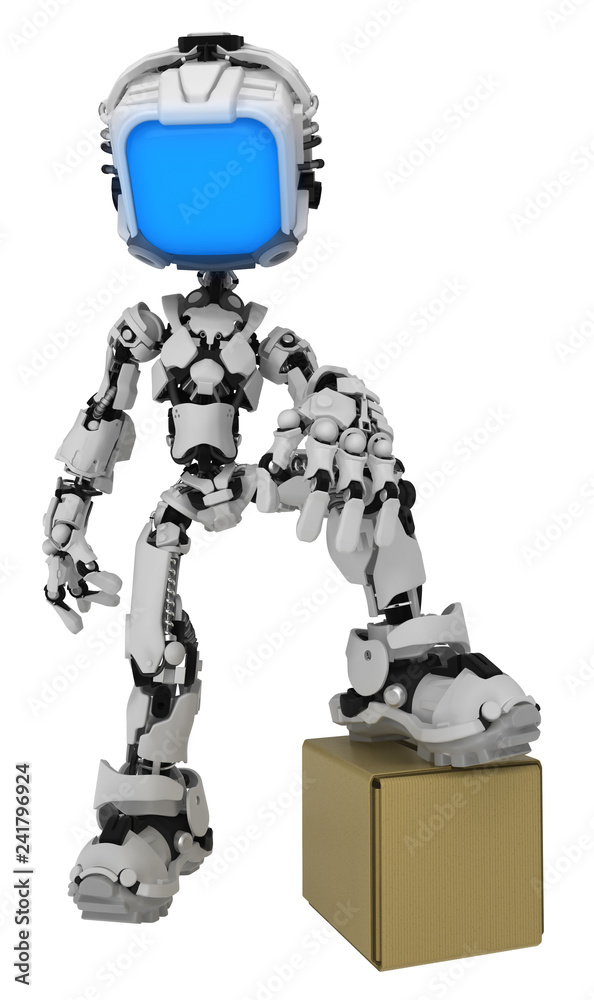 Naklejka premium Live Screen Robot, Cardboard Box