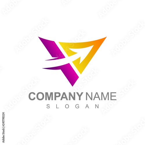 Free Download Letter V With Arrow, Business Logo Template - GFXLoad