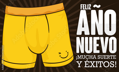 Yellow Male Boxer for New Year's Omen for Good Luck, Vector Illustration