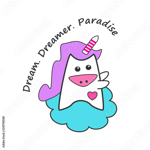 Sweet dreaming unicorn kawaii