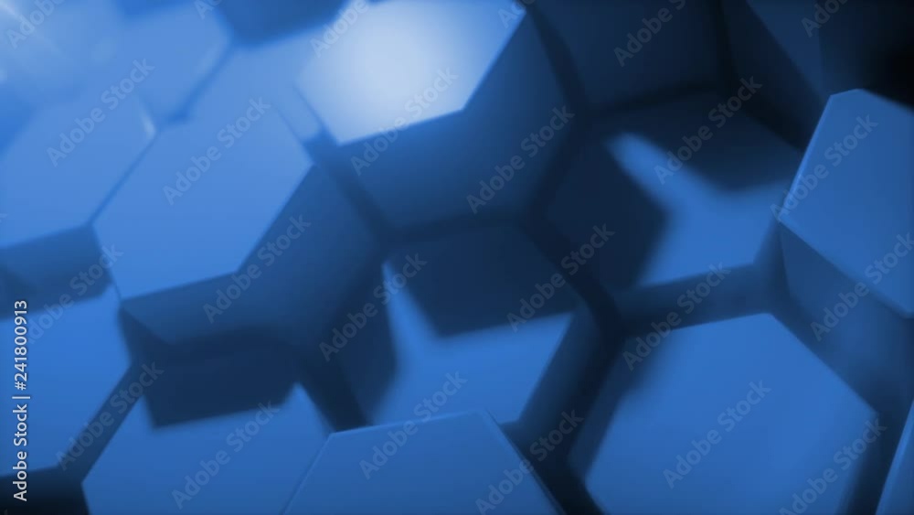 Abstract background made of moving plastic hexagons. Seamless loop 3d animation